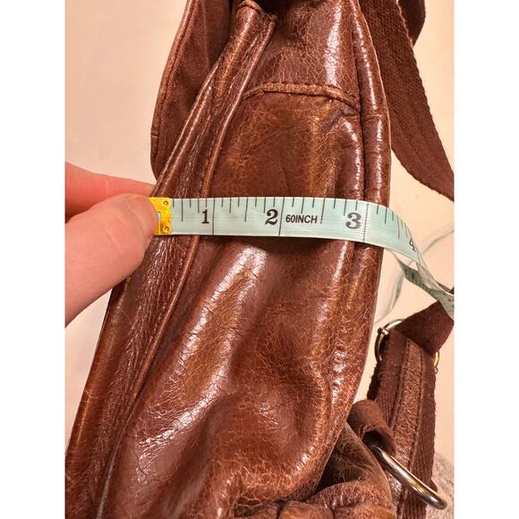 The Sak Brown Convertible Snap Backpack Crossbody Bag Purse Leather OS Pockets